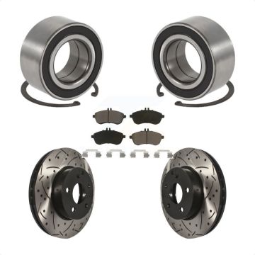 Front Wheel Bearing Coated Drilled Slotted Brake Rotor Pad Kit For Mercedes-Benz C250 AWD KBB-117738