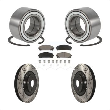 Front Wheel Bearing Drilled Slot Brake Rotor & Pad Kit For Toyota Highlander Sienna Lexus KBB-117741
