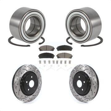 Front Wheel Bearing Coated Drilled Slotted Disc Brake Rotor Pads Kit For 2016 Lexus RX350 KBB-117742