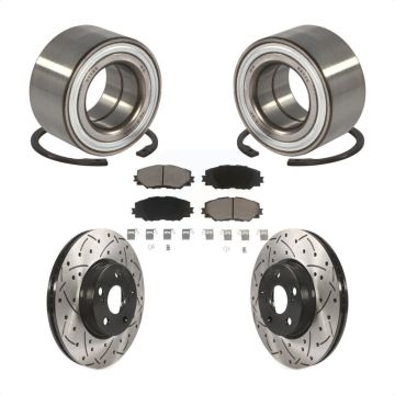 Front Wheel Bearing Coated Drilled Slotted Brake Rotor And Pad Kit For 2008-2014 Scion xD KBB-117750