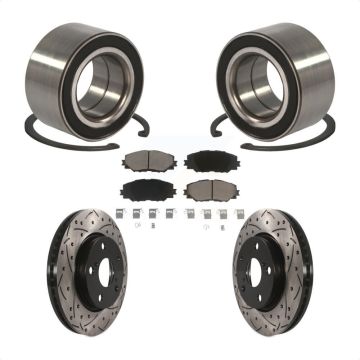 Front Wheel Bearing Coated Drilled Slotted Disc Brake Rotor Pad Kit For 2010 Lexus HS250h KBB-117751