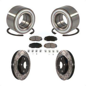 Front Wheel Bearing Coated Drilled Slot Brake Rotor Pads Kit For 2017-2018 Toyota Prius V KBB-117752