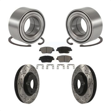 Front Wheel Bearing Coated Drilled Slot Brake Rotor Pad Kit For Hyundai Sonata Kia Optima KBB-117756
