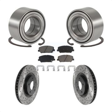 Front Wheel Bearing Coated Drilled Slot Brake Rotor Pad Kit For 2011-2015 Kia Optima 2.0L KBB-117757
