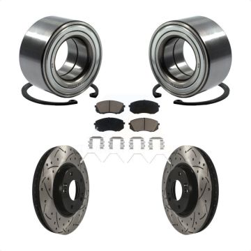 Front Wheel Bearing Coated Drilled Slotted Brake Rotor Pads Kit For 2017-2019 Kia Soul EV KBB-117760