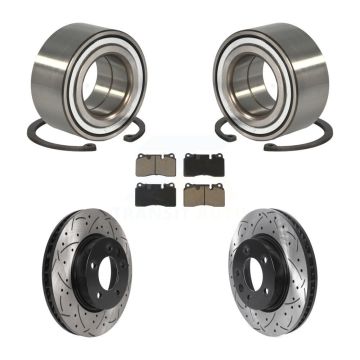 Front Wheel Bearing Coated Drilled Slotted Brake Rotor And Pad Kit For Volkswagen Touareg KBB-117768