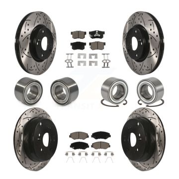 Front Rear Bearings Coated Disc Brake Rotors And Pads Kit (10Pc) For 2005-2006 Honda CR-V KBB-117778
