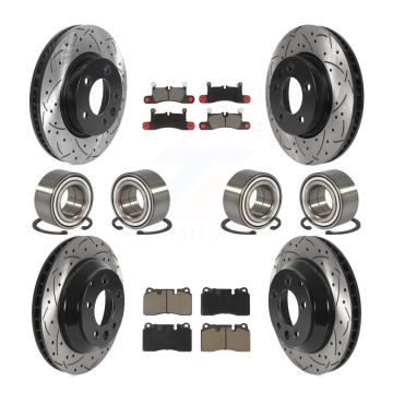 Front Rear Bearings Coated Disc Brake Rotors And Pads Kit (10Pc) For Volkswagen Touareg KBB-117784