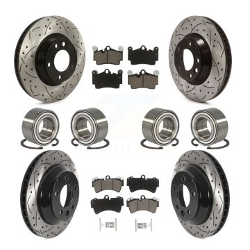 Front Rear Bearing Coated Disc Brake Rotor Pads Kit (10Pc) For Audi Q7 Volkswagen Touareg KBB-117787