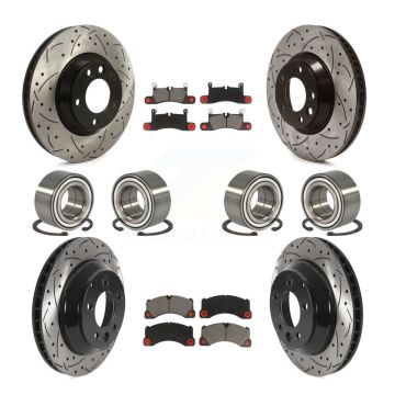 Front Rear Bearing Coated Disc Brake Rotor And Ceramic Pad Kit (10Pc) For Porsche Cayenne KBB-117788