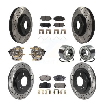 Front Rear Wheel Hub Bearing Coated Disc Brake Rotors And Pads Kit (10Pc) For Kia Soul EV KBB-117790