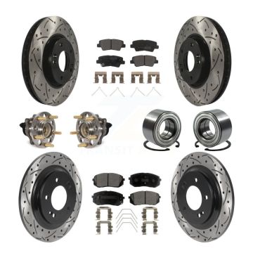 Front Rear Hub Bearing Coated Disc Brake Rotor & Pad Kit (10Pc) For 2017-2019 Kia Soul EV KBB-117791