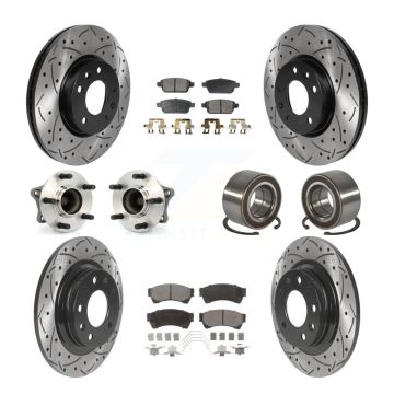 Front Rear Hub Bearing Coated Disc Brake Rotor Pads Kit (10Pc) For 2009-2013 Mazda 6 2.5L KBB-117792