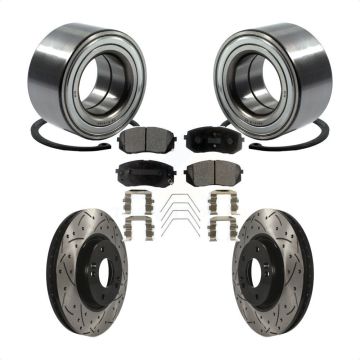 Front Wheel Bearing Coated Drilled Slotted Brake Rotor Pads Kit For 2017-2019 Kia Soul EV KBB-117794