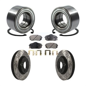 Front Wheel Bearing Coated Drilled Slotted Brake Rotor Pads Kit For 2015-2016 Kia Soul EV KBB-117796