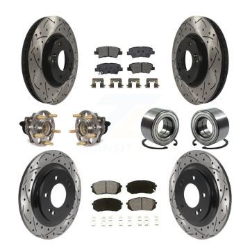 Front Rear Wheel Hub Bearing Coated Disc Brake Rotors And Pads Kit (10Pc) For Kia Soul EV KBB-117799