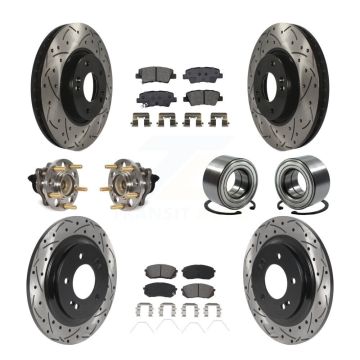 Front Rear Hub Bearing Coated Disc Brake Rotor & Pad Kit (10Pc) For 2017-2019 Kia Soul EV KBB-117801