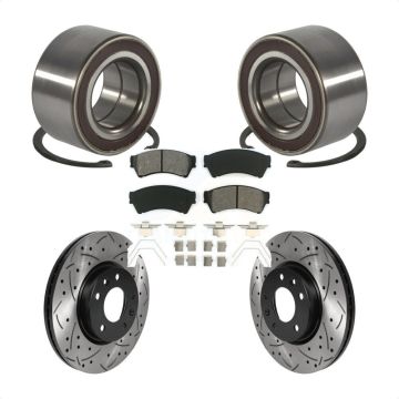Front Wheel Bearing Coated Drilled Slotted Brake Rotor Pad Kit For 2009-2013 Mazda 6 2.5L KBB-117803