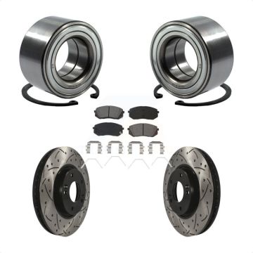 Front Wheel Bearing Coated Drilled Slotted Brake Rotor Pads Kit For 2017-2019 Kia Soul EV KBB-117804