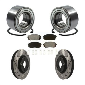 Front Wheel Bearing Coated Drilled Slotted Brake Rotor Pads Kit For 2015-2016 Kia Soul EV KBB-117805