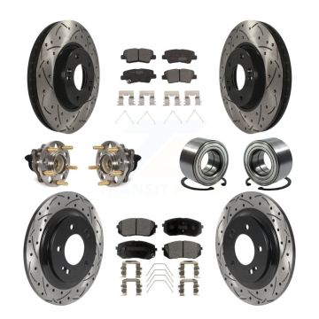Front Rear Hub Bearing Coated Disc Brake Rotor & Pad Kit (10Pc) For 2017-2019 Kia Soul EV KBB-117809