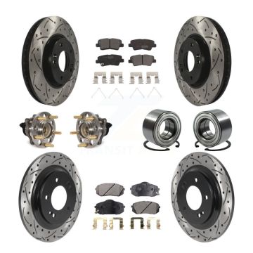 Front Rear Hub Bearing Coated Disc Brake Rotor And Ceramic Pad Kit (10Pc) For Kia Soul EV KBB-117811