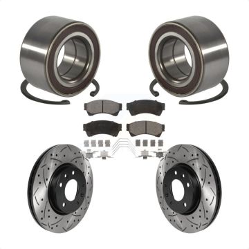 Front Wheel Bearing Coated Drilled Slotted Brake Rotor Pad Kit For 2009-2013 Mazda 6 2.5L KBB-117813