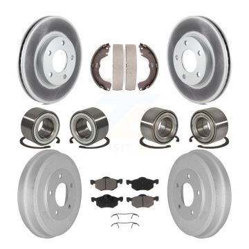 Front Rear Bearing Coated Brake Rotor & Pad Shoe Kit (10Pc) For Ford Escape Mazda Tribute KBB-117819