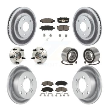 Front Rear Hub Bearing Coated Brake Rotor & Pad Kit (10Pc) For Mitsubishi Lancer Ralliart KBB-117820