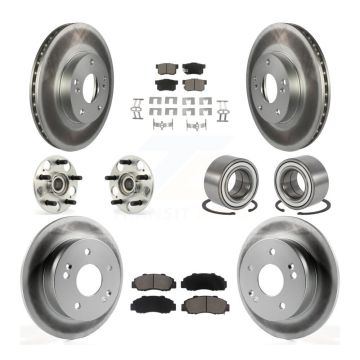 Front Rear Wheel Hub Bearing Coated Disc Brake Rotor And Pads Kit (10Pc) For Honda Accord KBB-117821
