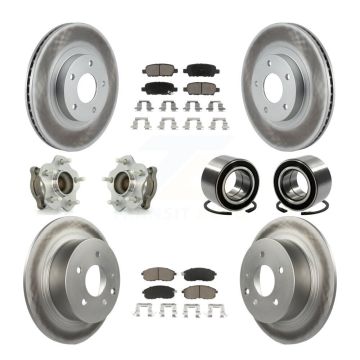 Front Rear Wheel Hub Bearing Coated Disc Brake Rotor And Pad Kit (10Pc) For Nissan Altima KBB-117827