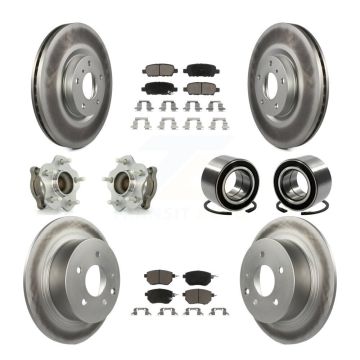 Front Rear Hub Bearing Coated Disc Brake Rotor & Pads Kit (10Pc) For Nissan Altima Maxima KBB-117828