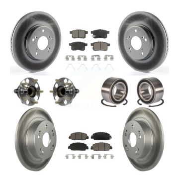 Front Rear Wheel Hub Bearing Coated Disc Brake Rotor And Pads Kit (10Pc) For Honda Accord KBB-117830