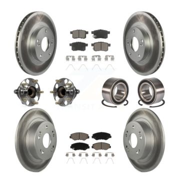 Front Rear Wheel Hub Bearing Coated Disc Brake Rotor And Pads Kit (10Pc) For Honda Accord KBB-117831