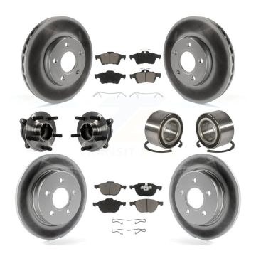 Front Rear Hub Bearing Coated Disc Brake Rotor And Ceramic Pads Kit (10Pc) For Ford Focus KBB-117835