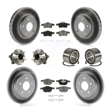 Front Rear Hub Bearing Coat Brake Rotor Pad Kit (10Pc) For Ford Focus With Parking Assist KBB-117836