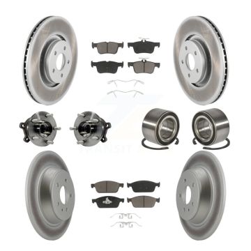 Front Rear Hub Bearing Coated Disc Brake Rotor And Ceramic Pad Kit (10Pc) For Lincoln MKC KBB-117838