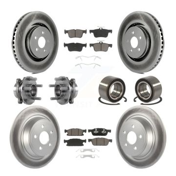 Front Rear Hub Bearing Coated Disc Brake Rotor And Pads Kit (10Pc) For 2015 Ford Edge AWD KBB-117843