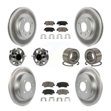 Front Rear Hub Bearing Coated Brake Rotor And Pad Kit (10Pc) For 2012-2017 Hyundai Accent KBB-117844