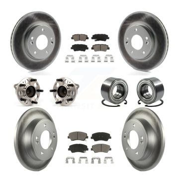 Front Rear Hub Bearing Coated Brake Rotor Pad Kit (10Pc) For Hyundai Elantra GT Kia Forte KBB-117845