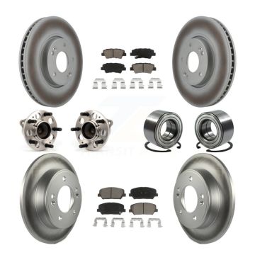 Front Rear Hub Bearing Coated Disc Brake Rotor & Pad Kit (10Pc) For Kia Forte Forte5 Koup KBB-117847