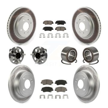 Front Rear Hub Bearings Coated Disc Brake Rotors And Ceramic Pads Kit (10Pc) For Kia Rio KBB-117848