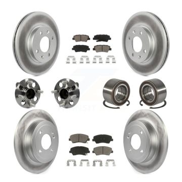 Front Rear Hub Bearings Coated Disc Brake Rotors And Ceramic Pads Kit (10Pc) For Kia Rio KBB-117849