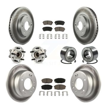 Front Rear Hub Bearings Coated Disc Brake Rotors And Pads Kit (10Pc) For Hyundai Elantra KBB-117850