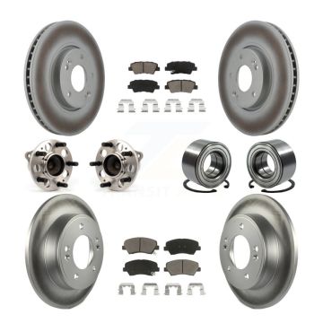 Front Rear Hub Bearing Coated Disc Brake Rotors And Pads Kit (10Pc) For 2014 Kia Forte SX KBB-117851