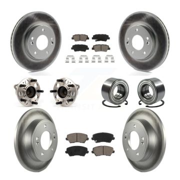 Front Rear Hub Bearing Coated Brake Rotor Pad Kit (10Pc) For Kia Forte Hyundai Elantra GT KBB-117852