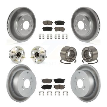 Front Rear Hub Bearing Coated Brake Rotor Pads Kit (10Pc) For Hyundai Accent Kia Rio5 Rio KBB-117854