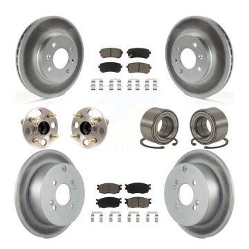Front Rear Hub Bearing Coated Brake Rotor Pads Kit (10Pc) For Hyundai Accent Kia Rio Rio5 KBB-117855
