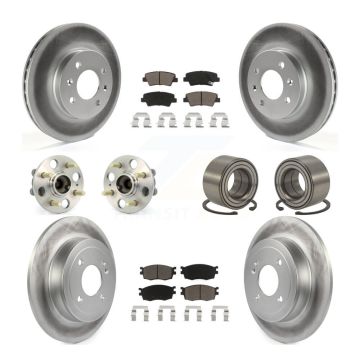 Front Rear Hub Bearing Coat Brake Rotor Pads Kit (10Pc) For 11 Hyundai Accent 4-Wheel ABS KBB-117857
