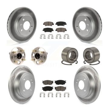 Front Rear Hub Bearing Coated Brake Rotor Pads Kit (10Pc) For 2011 Hyundai Accent Non-ABS KBB-117858